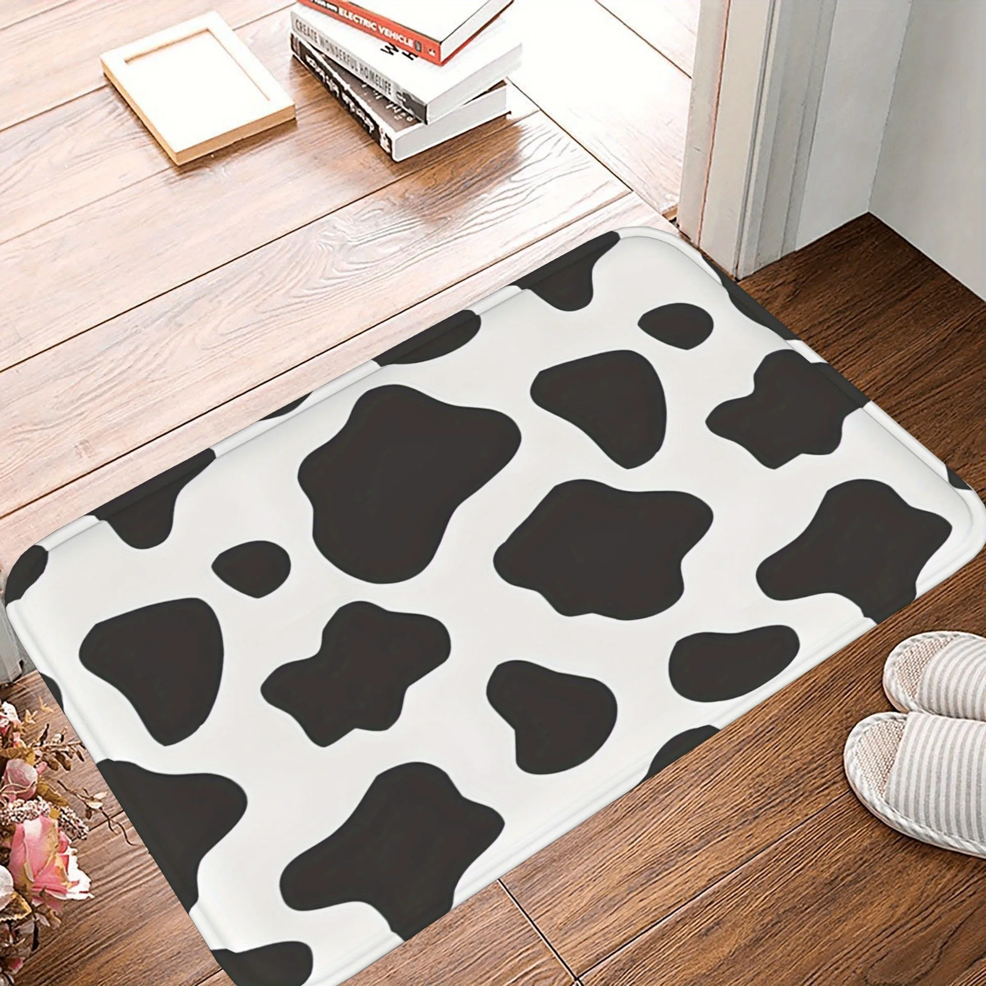 

1PC Black and white patches Kitchen Rug Non-Slip Door Mats Pop design Bathroom Rug Bath Mat Carpet for Home Sink Laundry Decor