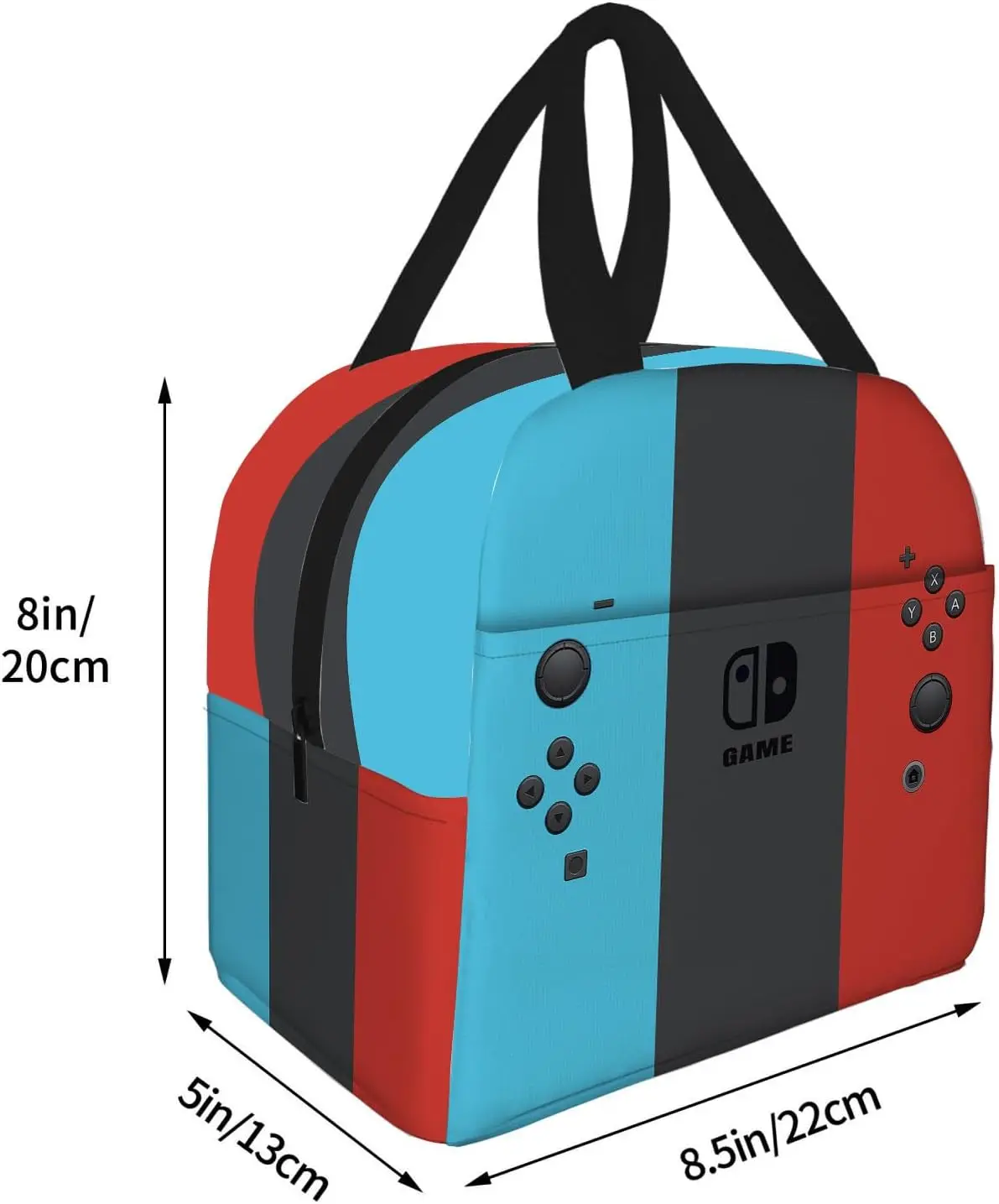 Game Lunch Bag Gamepad Insulated Reusable Lunch Tote Bag Large Capacity Bag for Work Office Picnic Travel