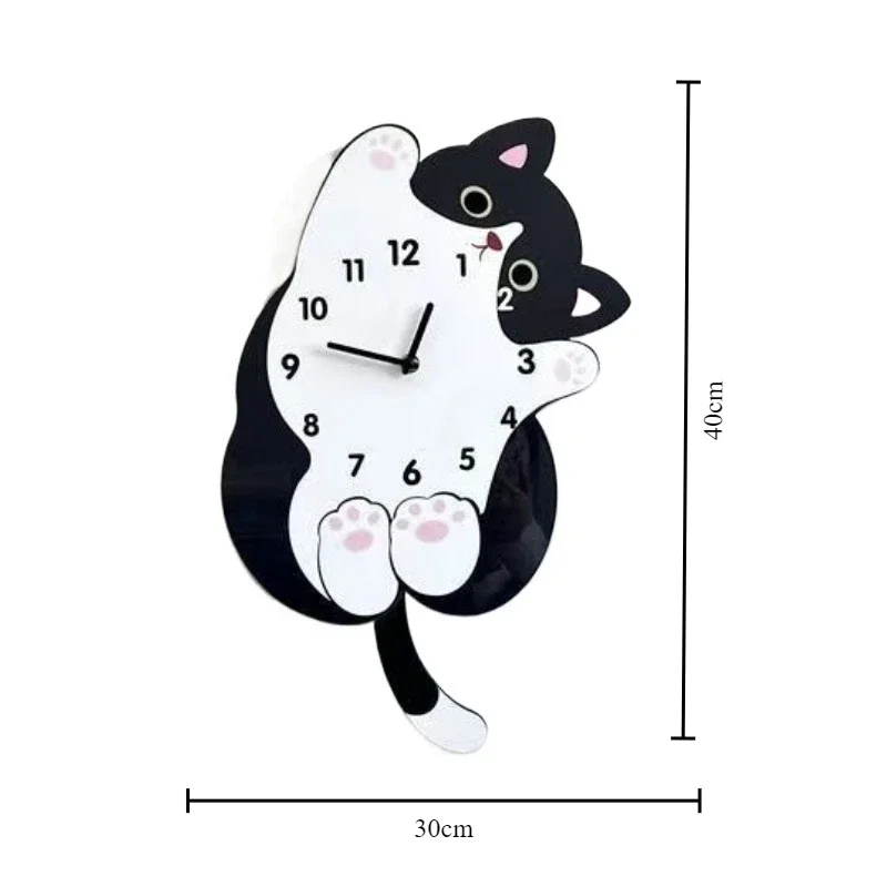 

Cartoon Cat Wall Clock Living Room Silent Creative Pendulum Clocks Modern Bedroom Wall Watch Interior Decoration Accessories