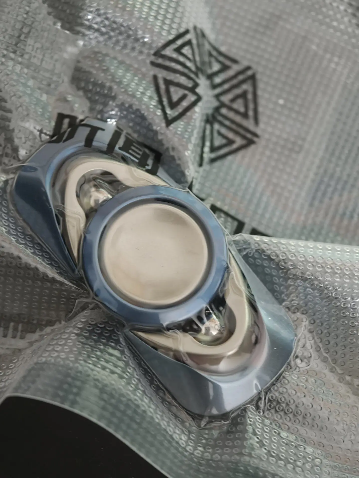 Used EDC TW Titanium + Titanium Blue Heart Upper Sound EDC Fingertip Gyro, Brand New and Unopened, Originally Packaged In