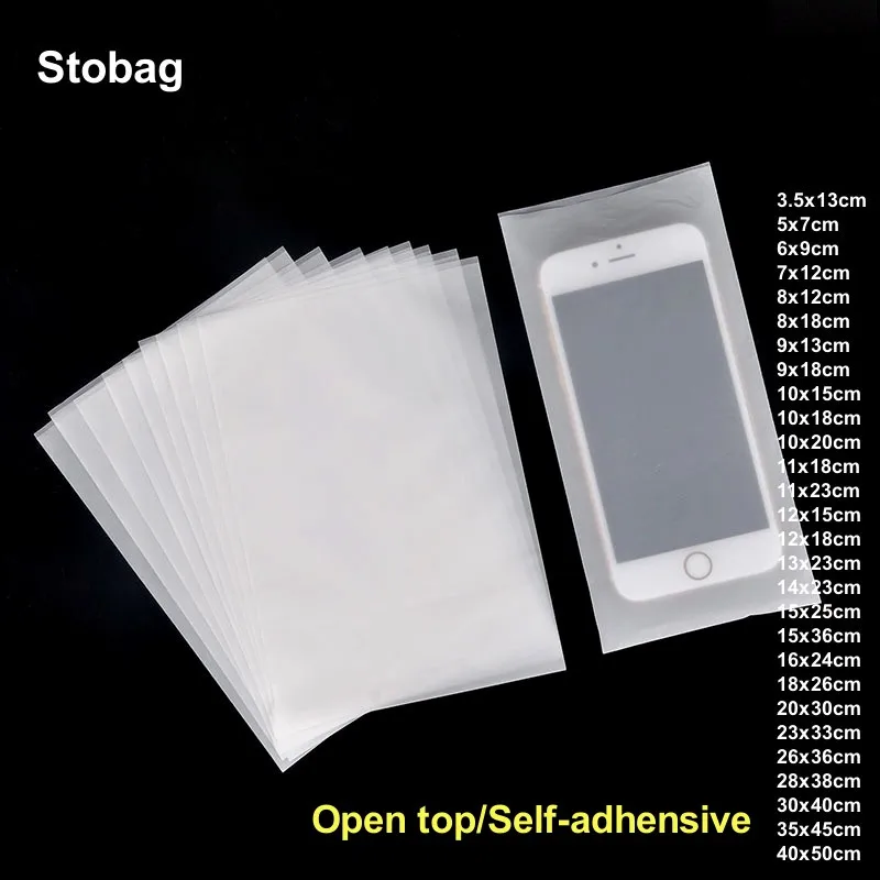 StoBag CPE Frosted Bags Open Top Self -adhensive Blank Plastic Packaging Pouch Sealed Storage for Phone Case Electronic Product