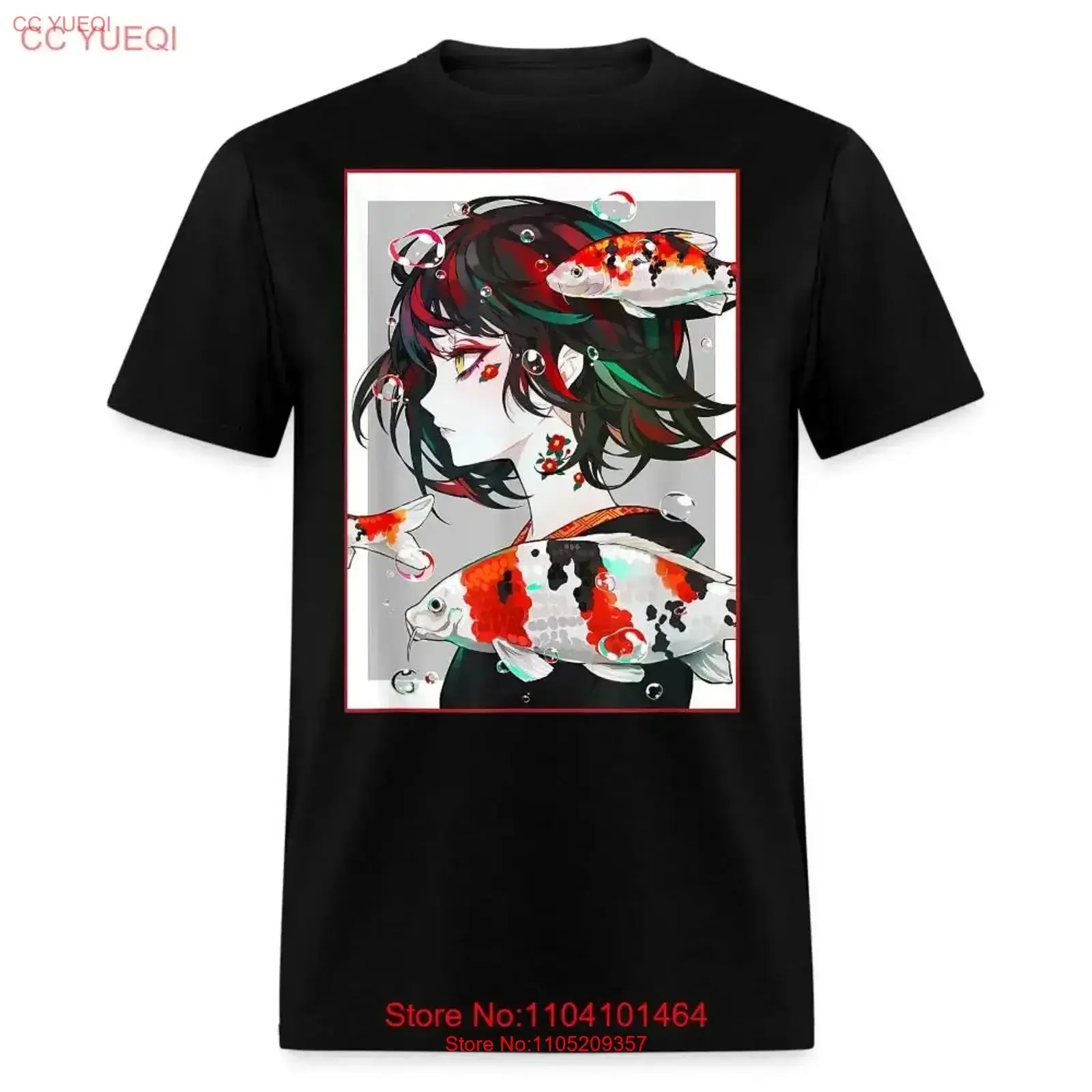 Chica de anime linda camisa estética japonesa T Otaku Fish Waifu vintage lavado ropa de diseñador estirada ligeramente cómoda
