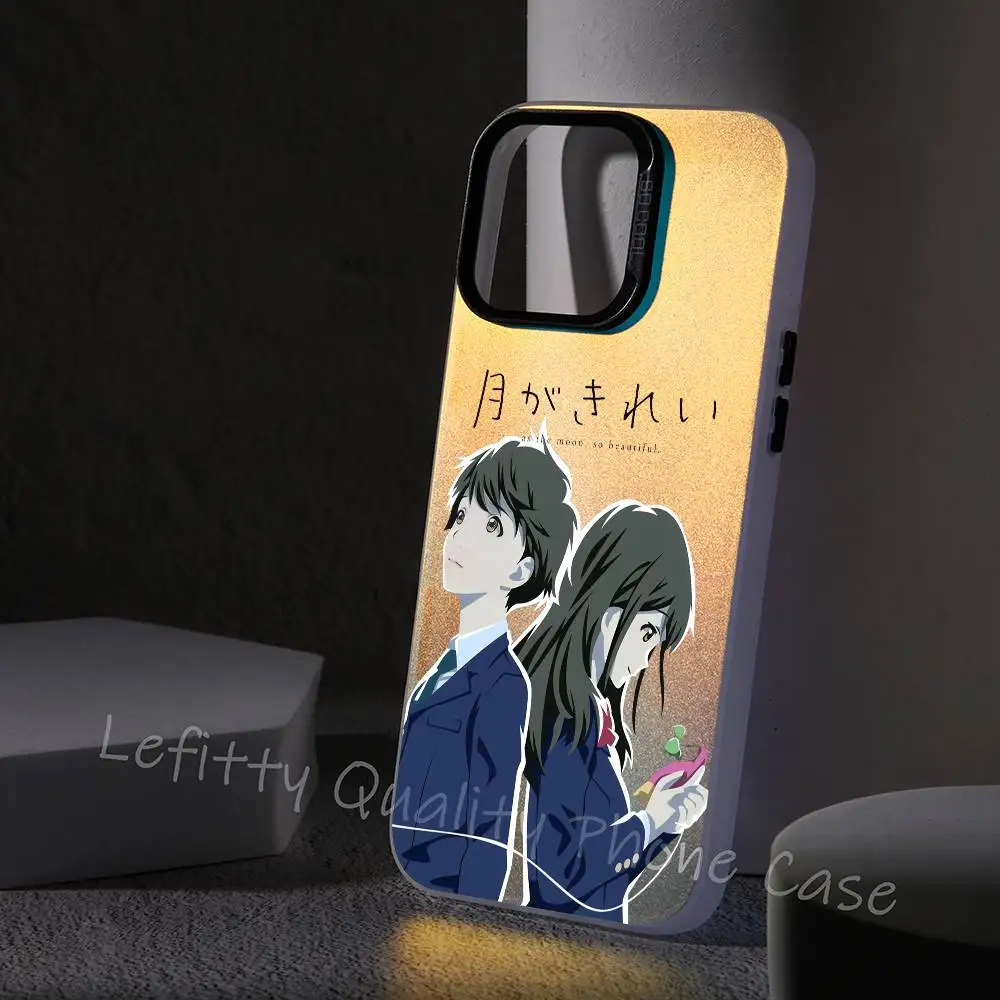 

Cute T-Tsuki Ga KireiS Phone Case For IPhone 16 15 14 13 12 11 Pro Max Matte Aurora Multicolor Laser Metallic Gradient Funda