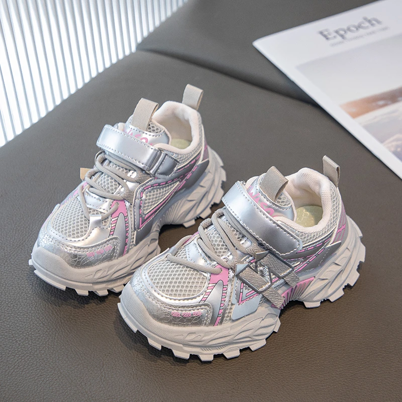 

Новинка 2023 года, обувь для девочек, осенне-зимняя детская спортивная обувь с сеткой, модная нескользящая обувь для папы Детская Обувь