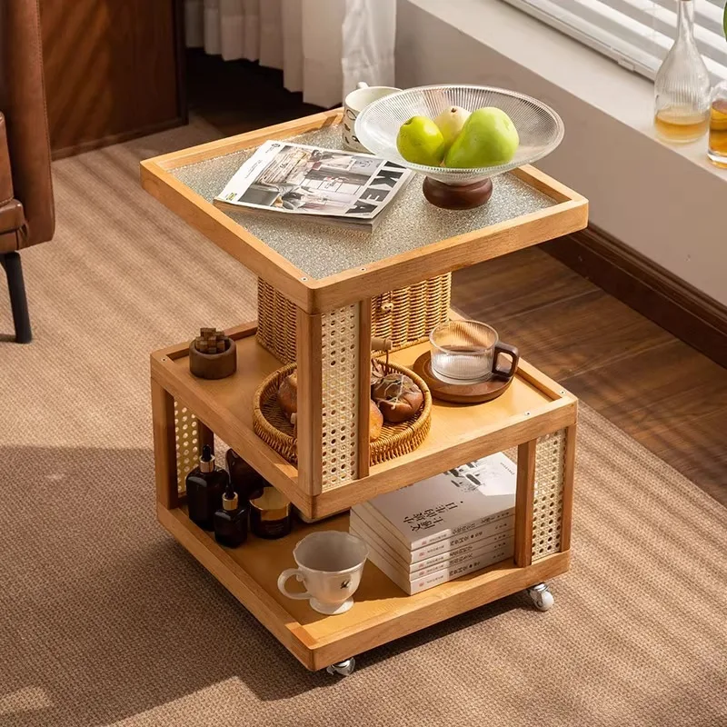 Bedside table Small creative solid wood log wind rental room shelf household bedroom simple modern small side table