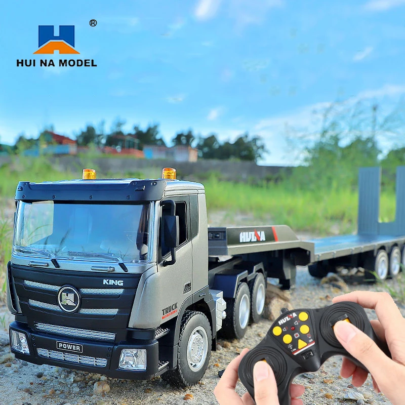 Huina Rc Truck Trailer 1/24 9Ch Trucks On Radio Control Cars Electric Flat Truck Model Construction Engineering Vehicles Toys