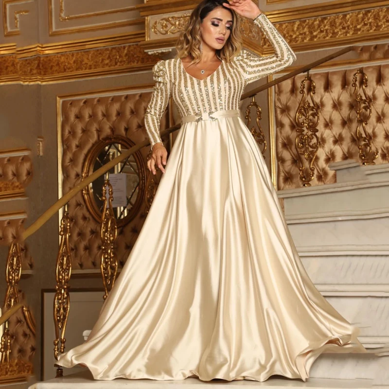 Vestido de Abayat musulmán para mujer, vestido largo, escote en V profundo, columpio grande, abayas sexis para banquete, vestido de noche, Europa y