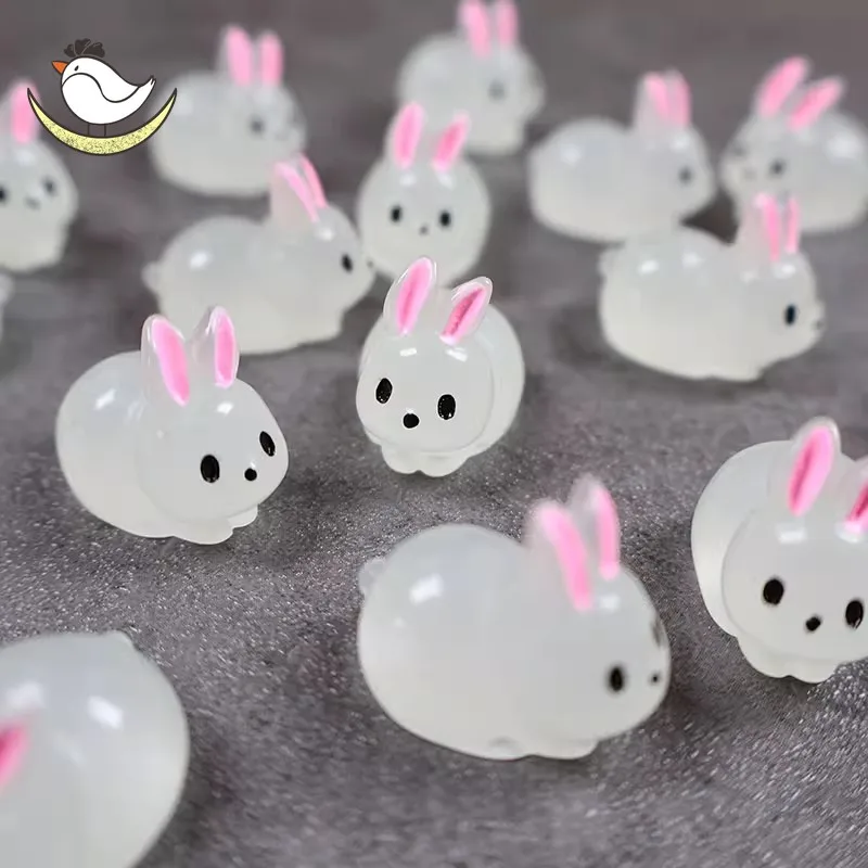 50pcs Kawaii Luminous Rabbit Novel Children Toys Gifts Game Luminous Grow in the Dark Figure Gifts Ornament Resin Bunny Figures