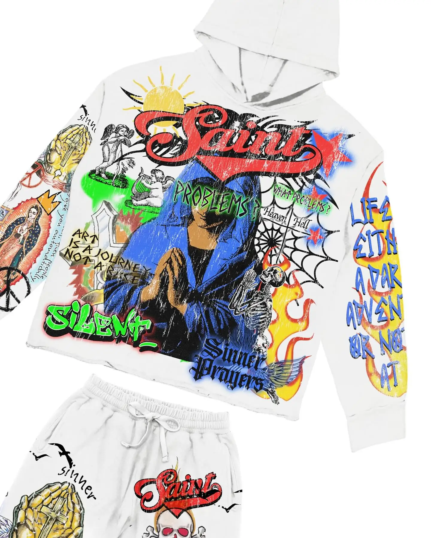 

Harajuku мультфильм религиозный принт толстовки в стиле гранж уличная одежда готический топ повседневная толстовка большого размера Y2k спортивный костюм мужская одежда