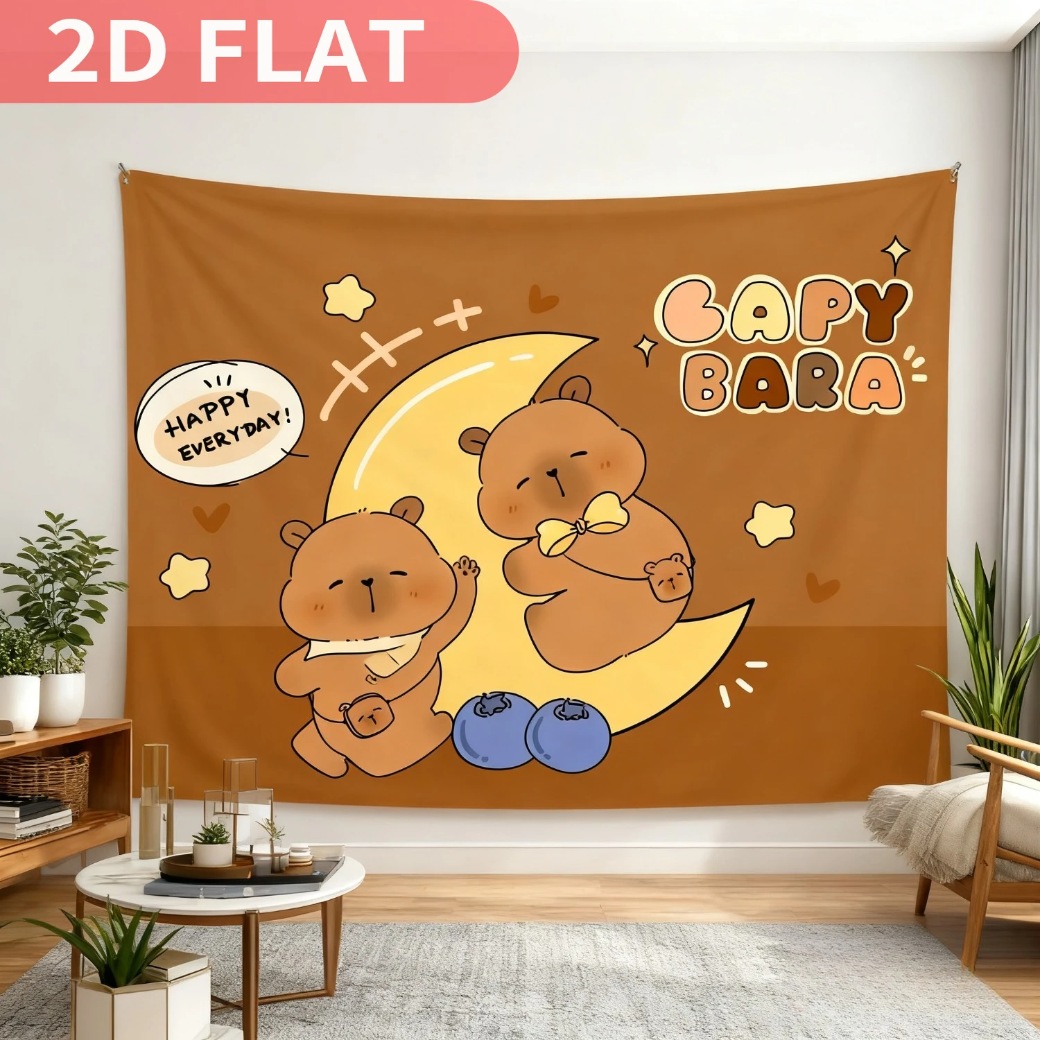 

1pc Cute Capybara Theme Birthday, Vibrant Cartoon Capybaras, Multiple sizes, Polyester Fabric, Party Decor Backdrop Banner