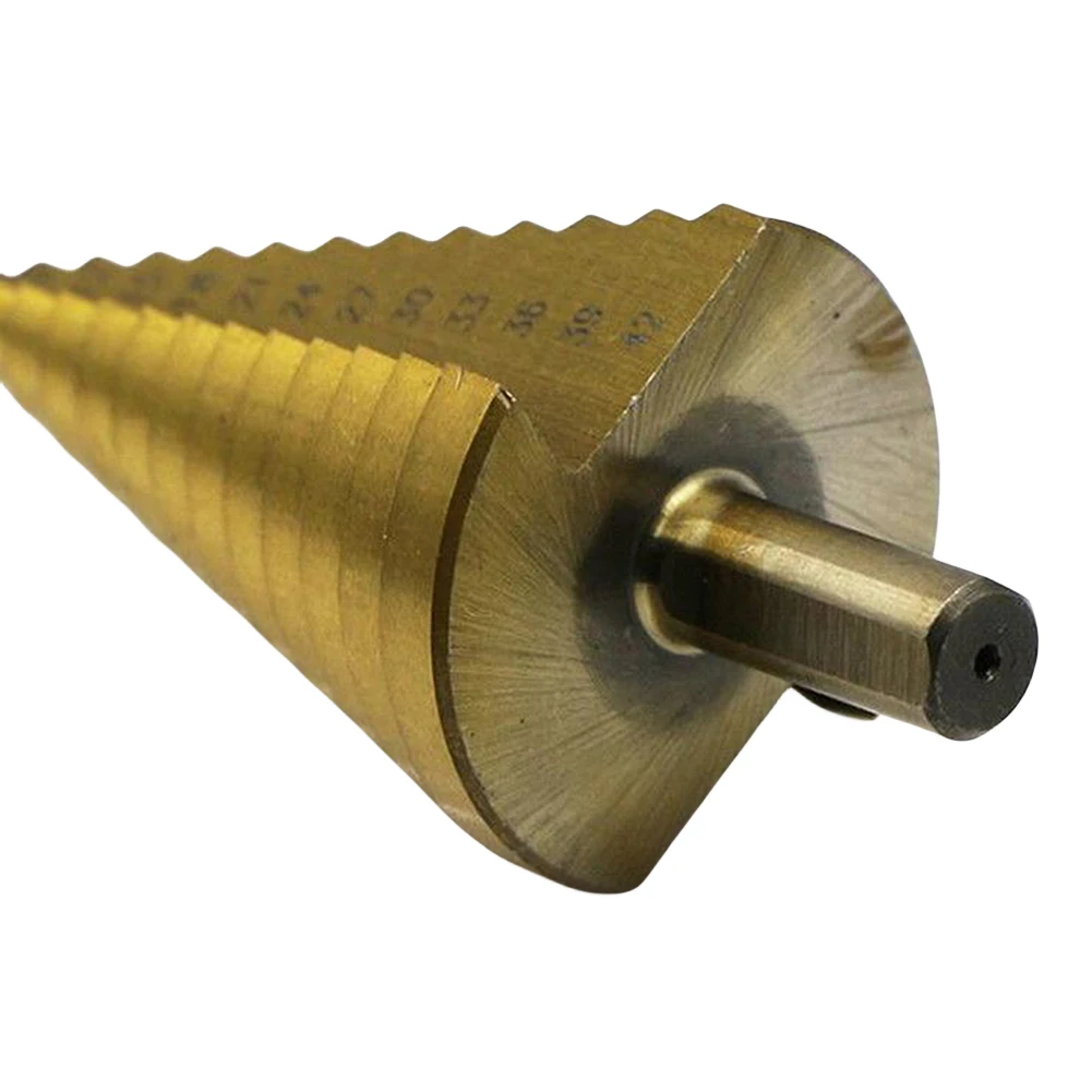 1 szt. 4-42 Mm pokryte tytanem wiertło stopniowe HSS Metal stal szybkotnąca do wycinania otworów wiertło narzędzie do wiercenia stożkowe