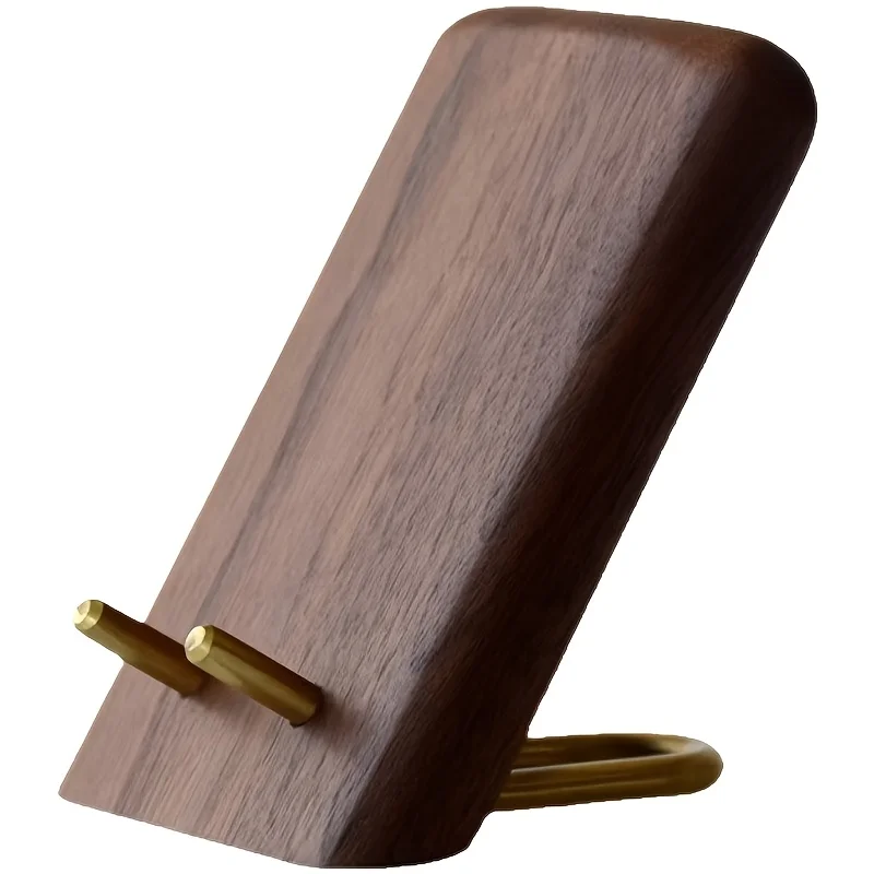 Black Walnut Wooden Desktop Phone Stand Practical Office Tabletop Support Organizer