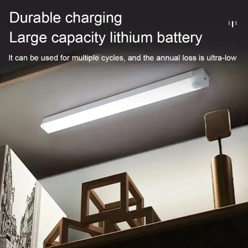 Luz nocturna LED para el hogar de 30cm, detección de cuerpo humano, gabinete de pasillo, luz de entrada larga, sin cableado, luz de inducción de carga