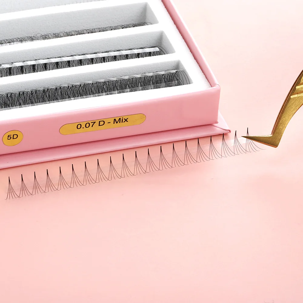 OEM 8D 10D Pointy Base Premade Volume Fans 0.07mm Sharp Root Loose Lashes Mega Russian Volume Large EVA Magnetic Case Divided Tr