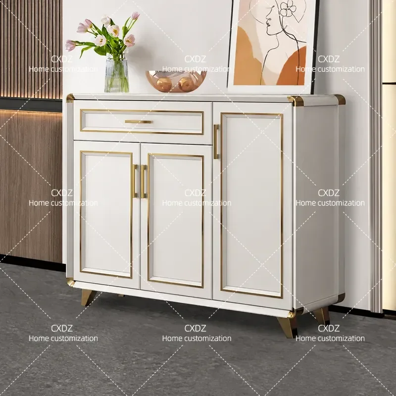Light Luxury Aluminum Alloy Shoe Cabinet Waterproof Sunproof Large Capacity Storage Locker for Household Villa Entrance