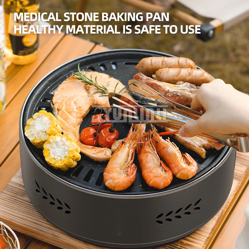 

Портативный угольный гриль, печь для барбекю, антипригарная стойка, уличная машина для кемпинга, обжарки углерода, чайная плита