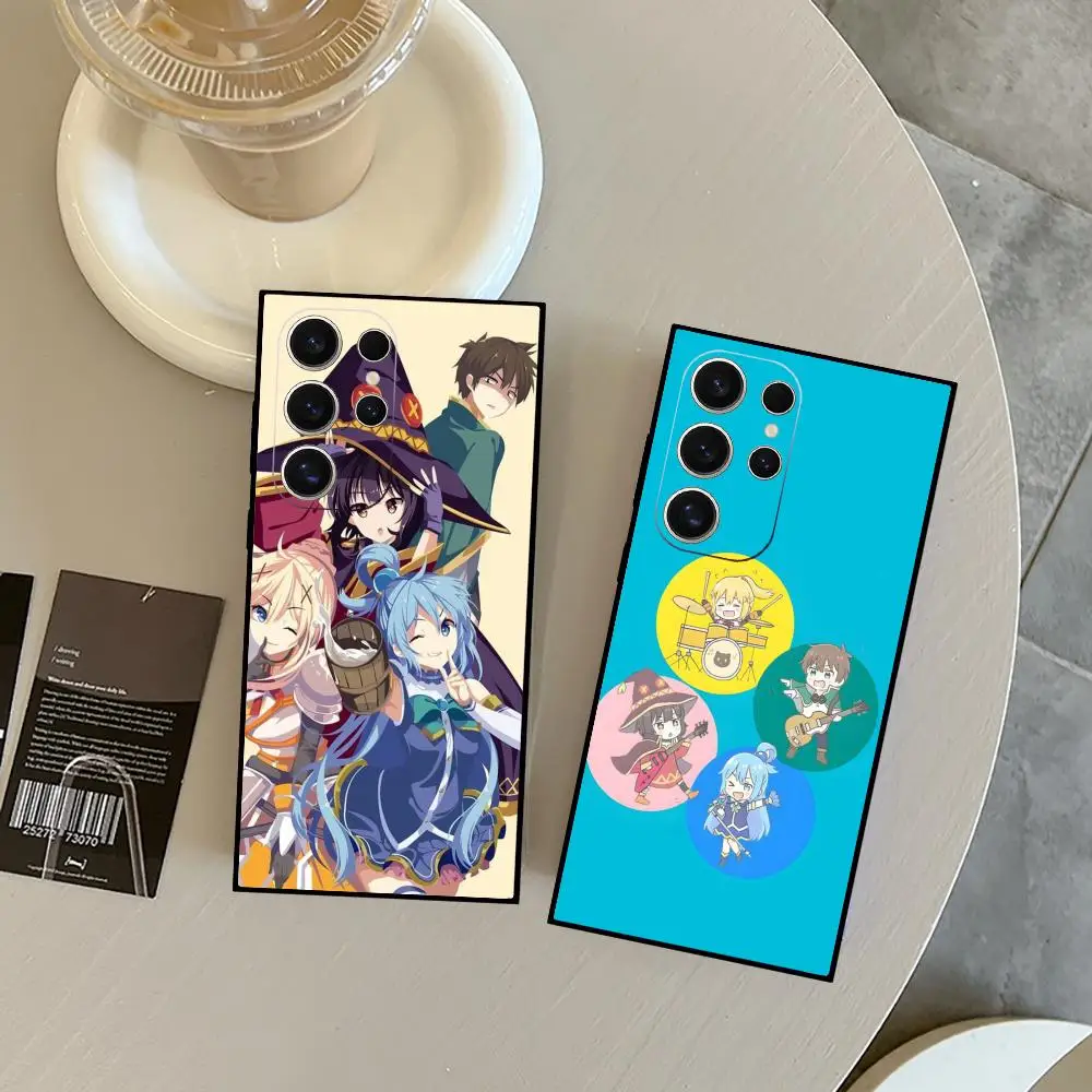 

K_konoSuba Phone Case For Samsung Galaxy S24 S23 S22 S21 S20 Ultra FE Plus M55 M54 Black Case Cover