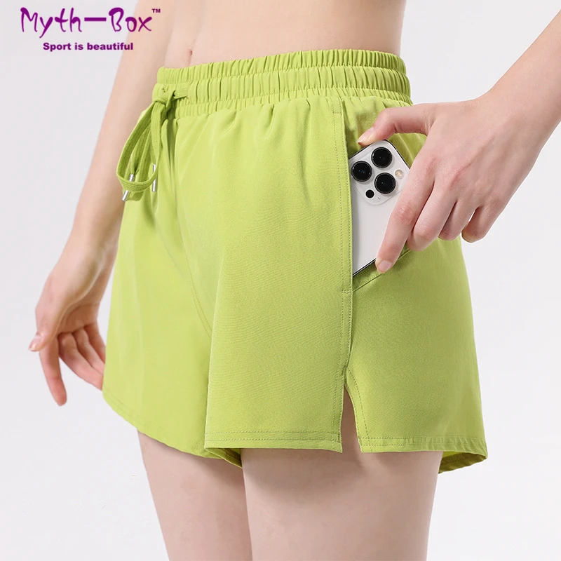

Summer Women Tennis Shorts Drawstring Sport Shorts Loose Badminton Shorts Fake Two Piece Gym Fitness Running Short Pants Female