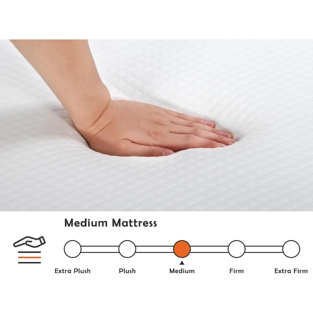 مرتبة إسفنجية ميموري فوم من جل التبريد بحجم مزدوج مع غطاء لتخفيف الضغط ونوم مريح ومتوسط الصلابة