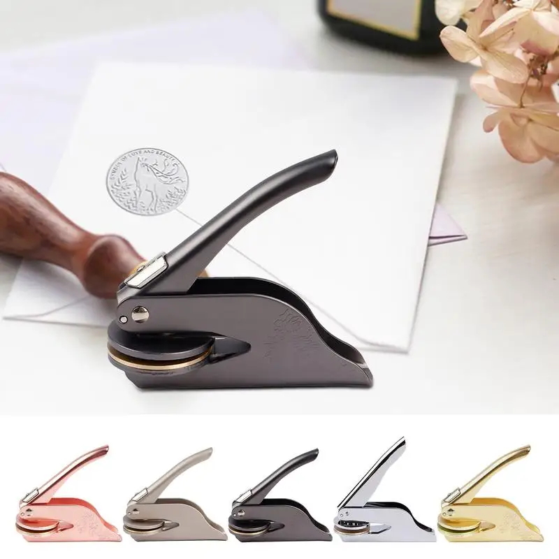 Book Stamp Embosser Metal Library Embosser Seal Stamp For Books Business Cards Paper Hand-Held Embossing Stamp For DIY Journals