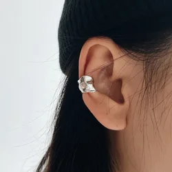S925 Pure Silver Ear Clip with No Ear Holes High-end Feel Niche Design Irregular Concave Convex Earrings Simple Versatile Bone