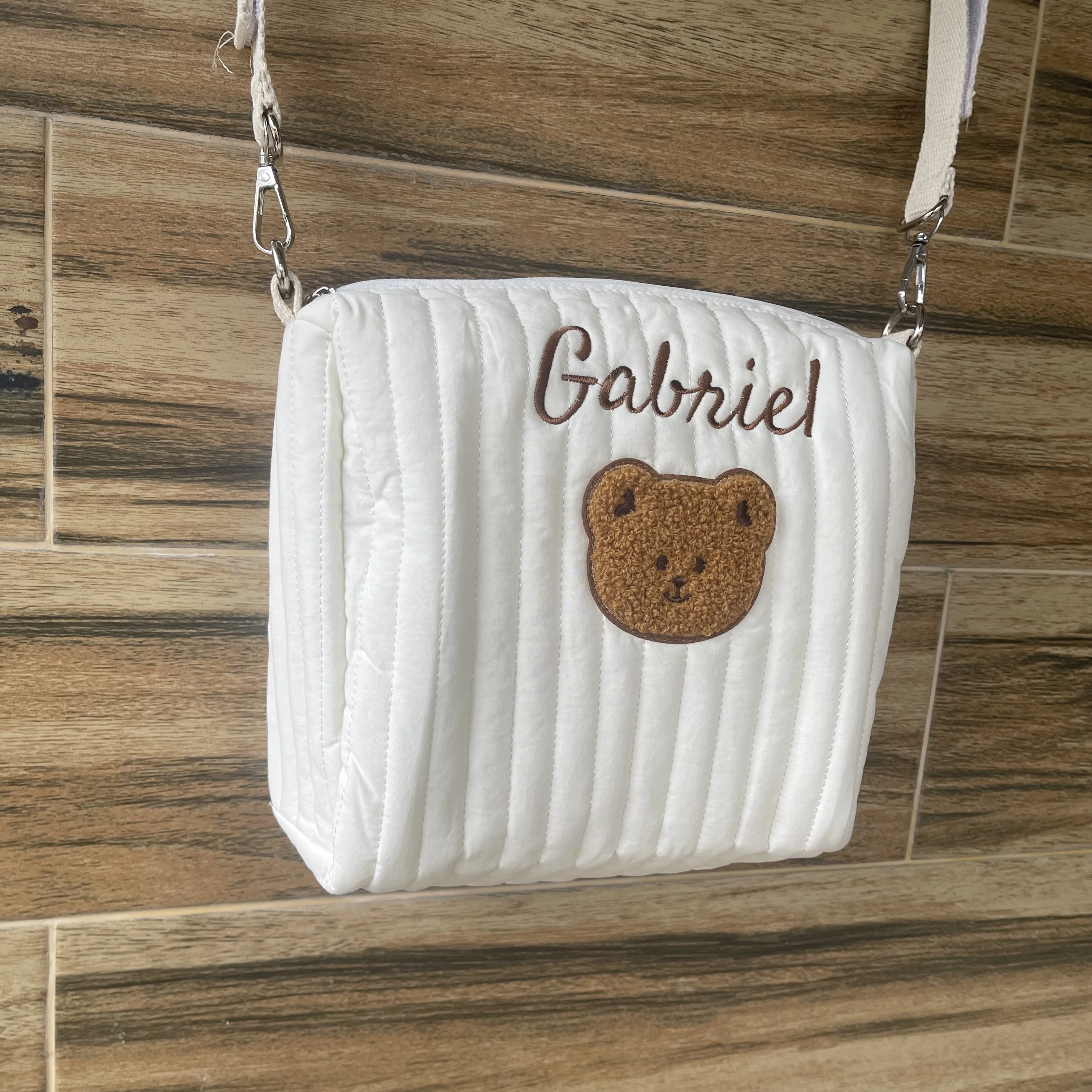 

Personalized Name Baby Carriage Hanging Bag Customized Outdoor Multifunctional Baby Bear Mommy Bag Kids Stroller Storage Bags