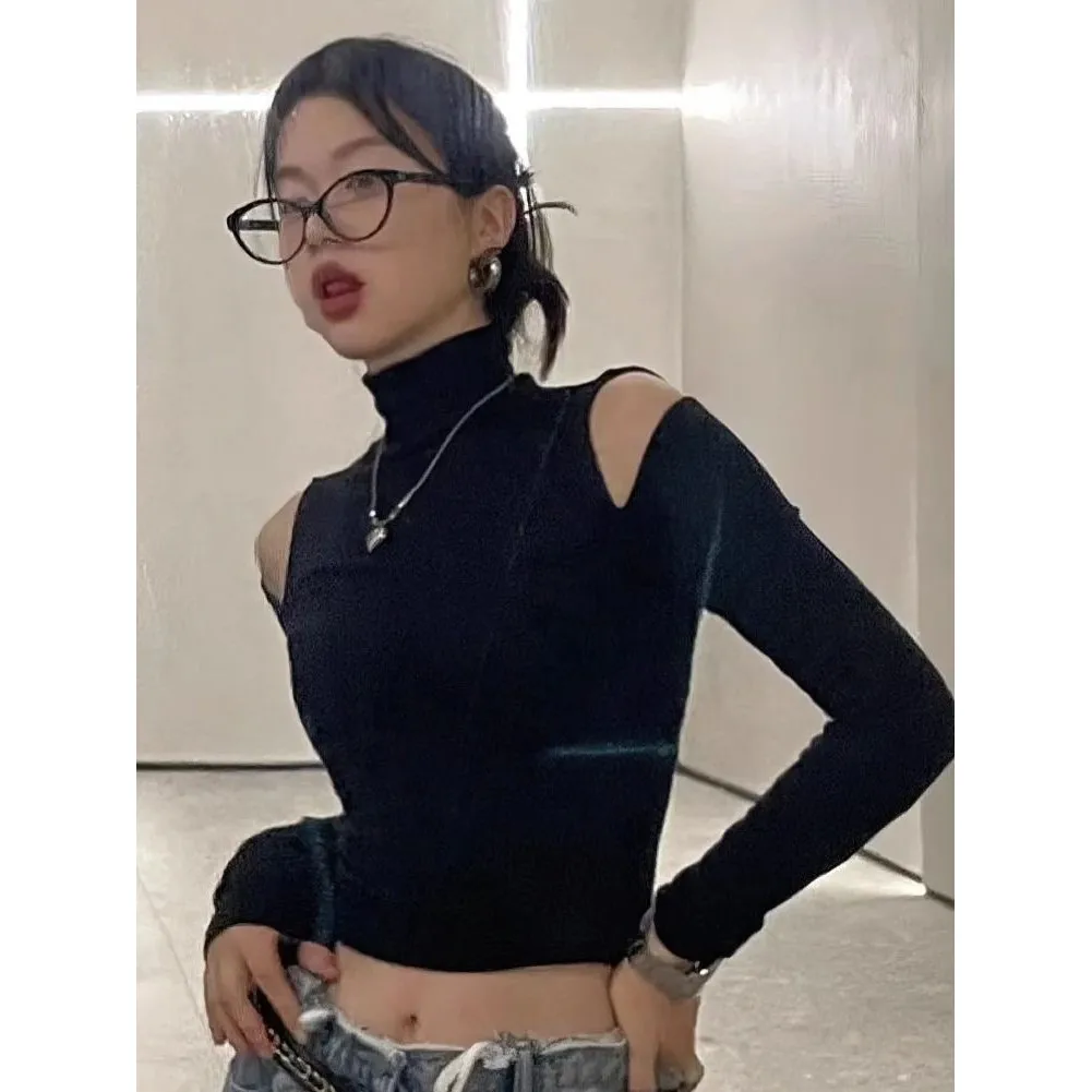 

Sexy Y2k Vintage Turtlene Long Sve T-irt Women's Cleanfit Sle Winter Collection Ladies' Faion Linen Material