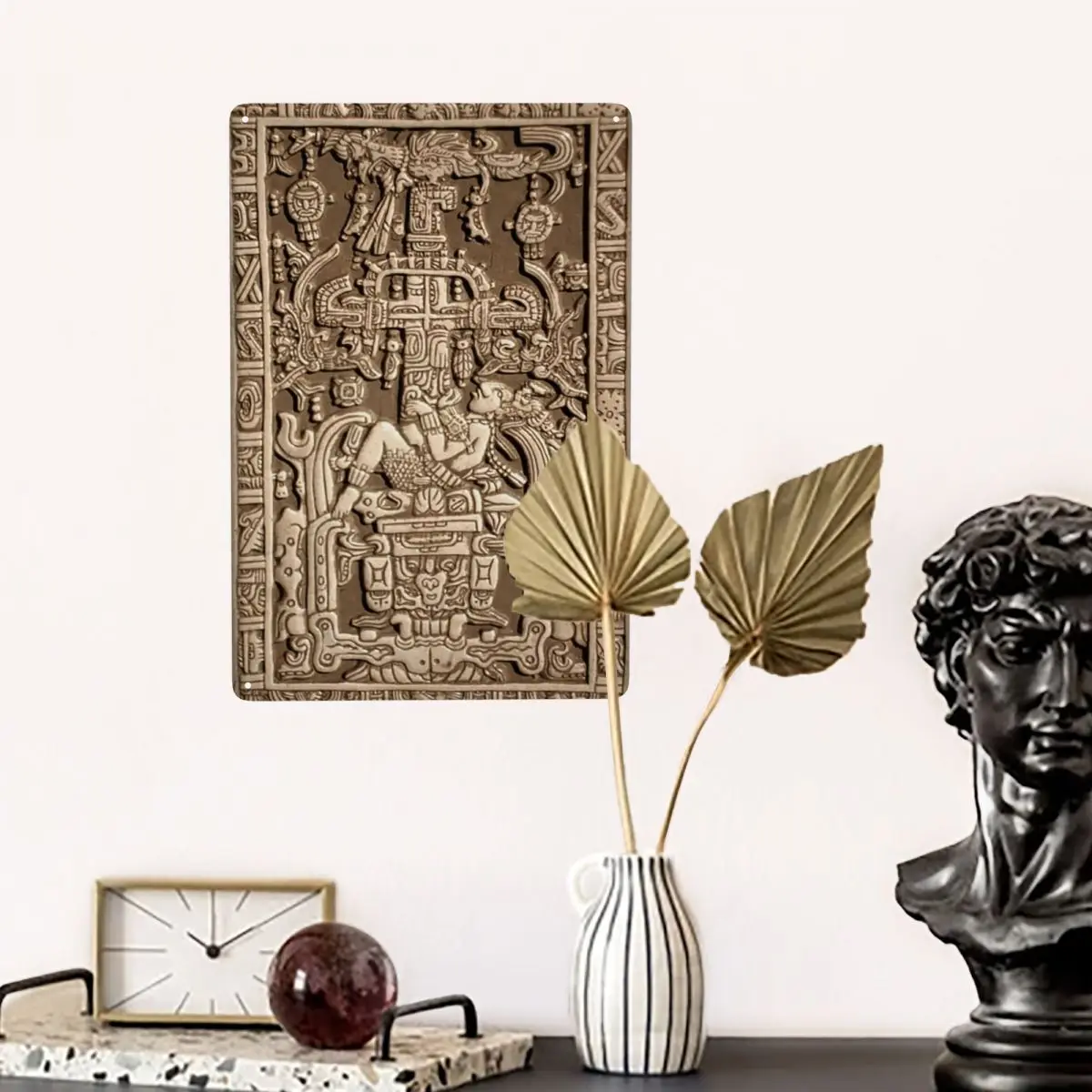 Ancient Astronaut Sarcophagus Lid Pakal Maya Metal Tin Signs Custom Vintage Plaques for Pub Cafe Yard Man Cave Bar Home Decor