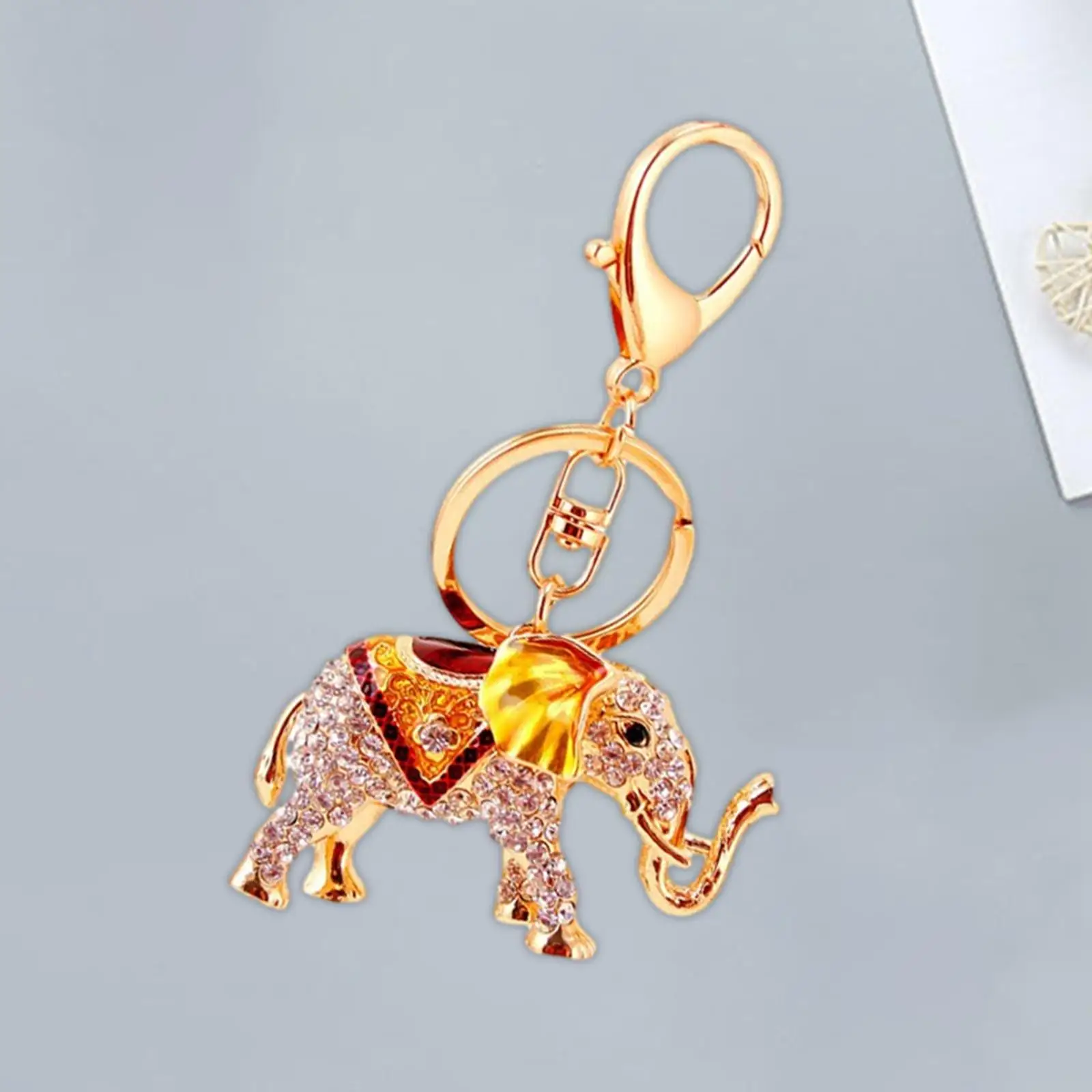 Elegante portachiavi in lega con elefante, portachiavi con ciondolo 3D, ciondolo bling per zaino da scuola per bambini e donne