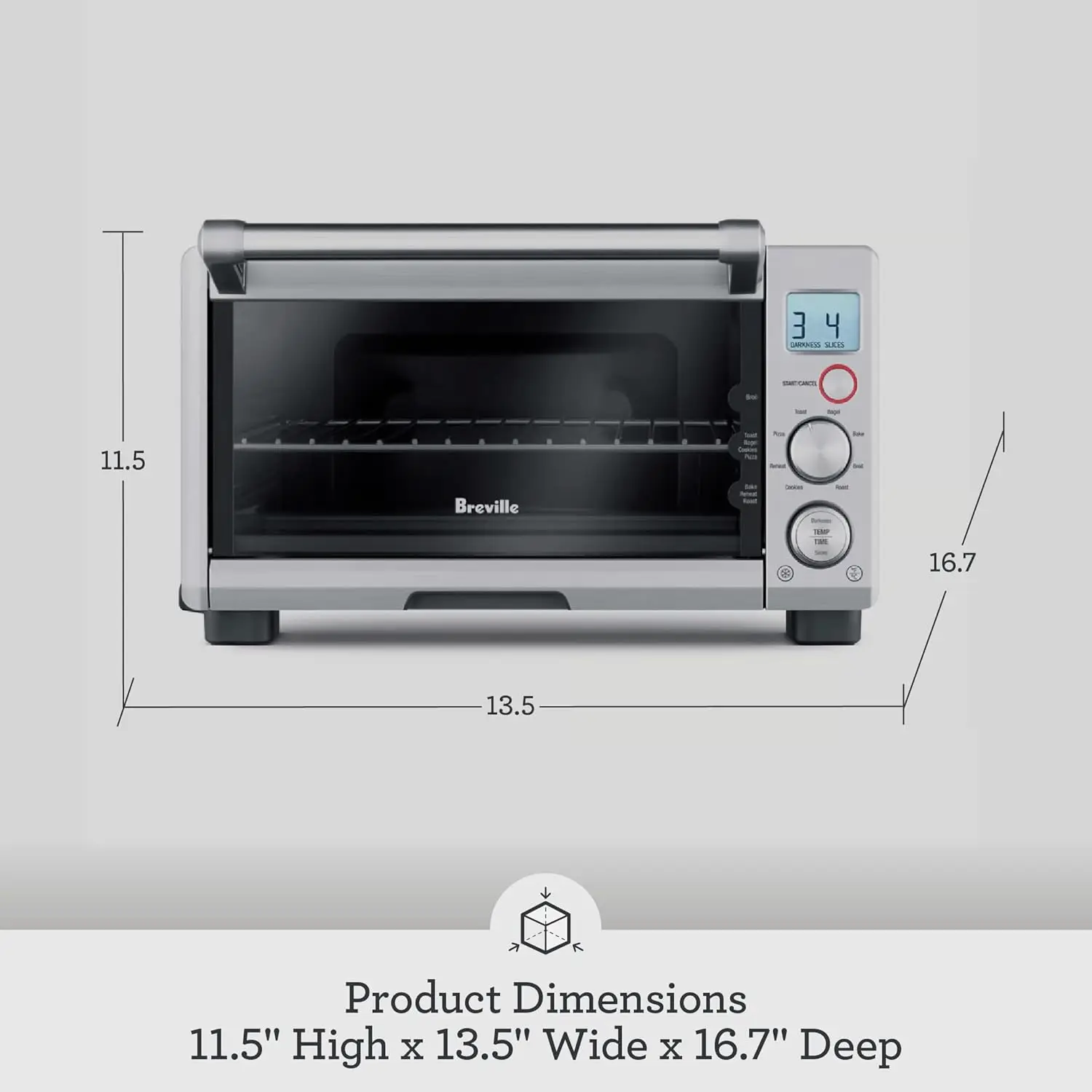 เตาอบเครื่องปิ้งขนมปังตั้งโต๊ะ Compact Smart Oven สแตนเลสขัดเงา