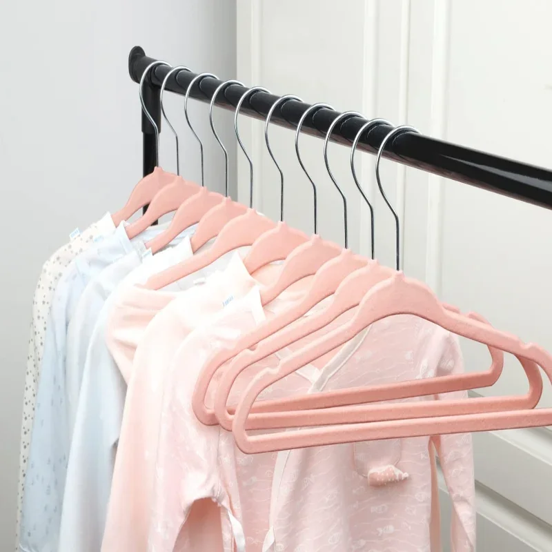10pcs Clothes Coat Velvet Hangers for Kids Non Slip Luxury Flocked Trousers Skirt Baby Racks Closet Storage Clothes Drying Hook