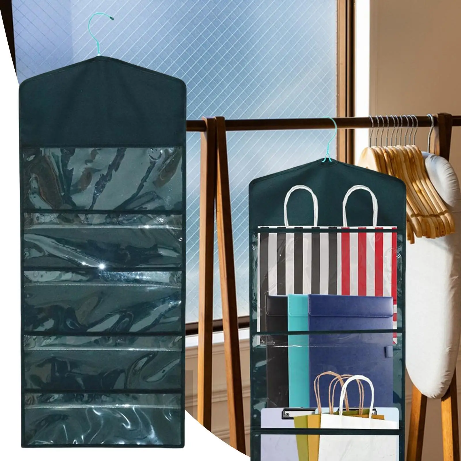 

Wrapping Paper Storage Hangable Tissue Paper Holder Large Capacity Double-Sided Hangable Wrapping Storage for Closet Bedroom RV