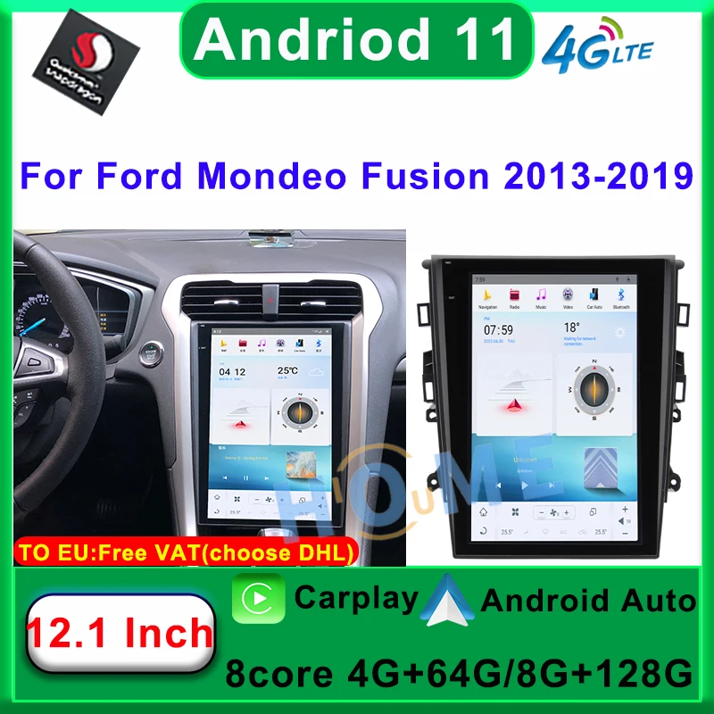 

12.1"Qualcomm Android 11 For Ford Mondeo 2013-2019 Car Multimedia Video Player GPS Navigation Radio Android Auto Carplay 4G WiFi