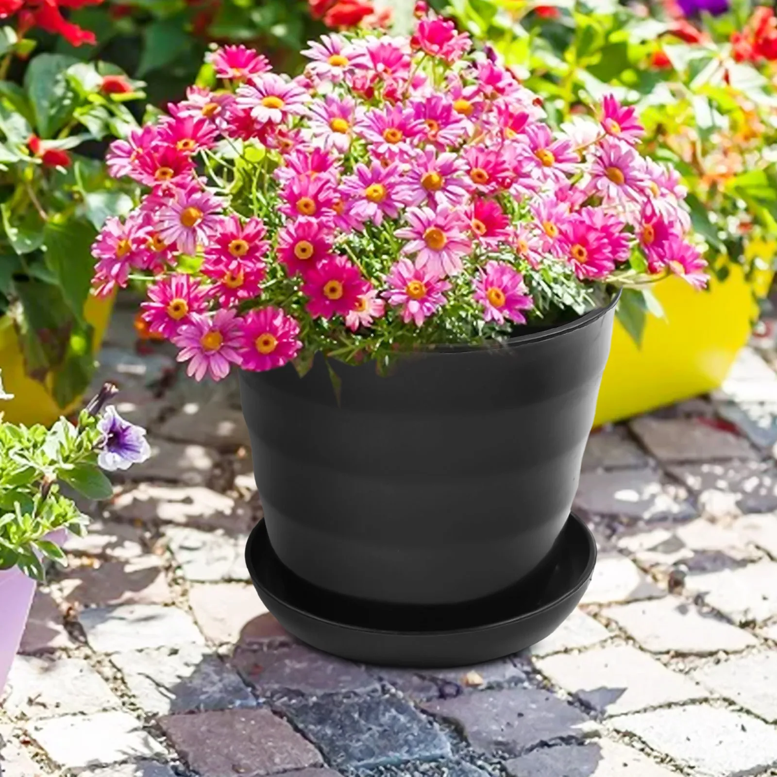 

5-компонентные пластиковые цветочные горшки с дренажными отверстиями для суккулентов, подходящие для домашнего сада, балкона и наружного украшения