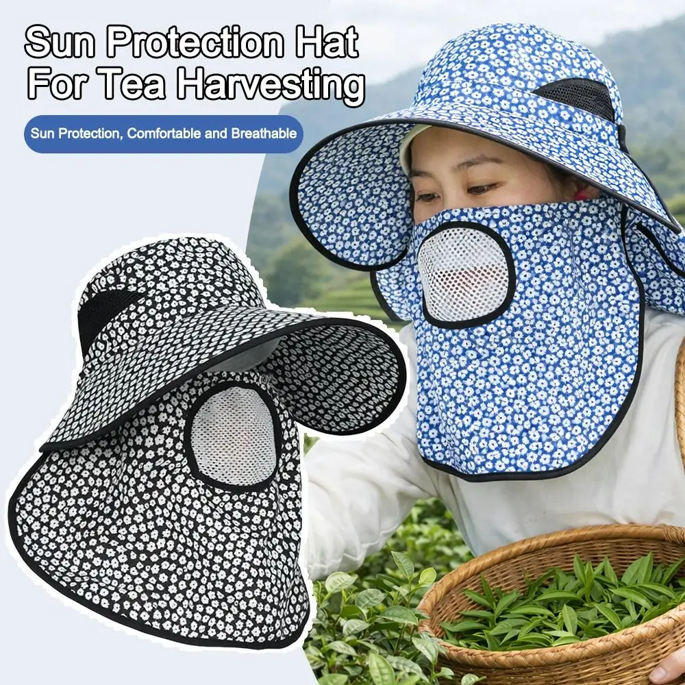 

Mesh Breathable Sun Hat Wide Brim Fordable Sunscreen Hat Face Neck Protection Anti-UV Agricultural Work Cap Outdoor Camping