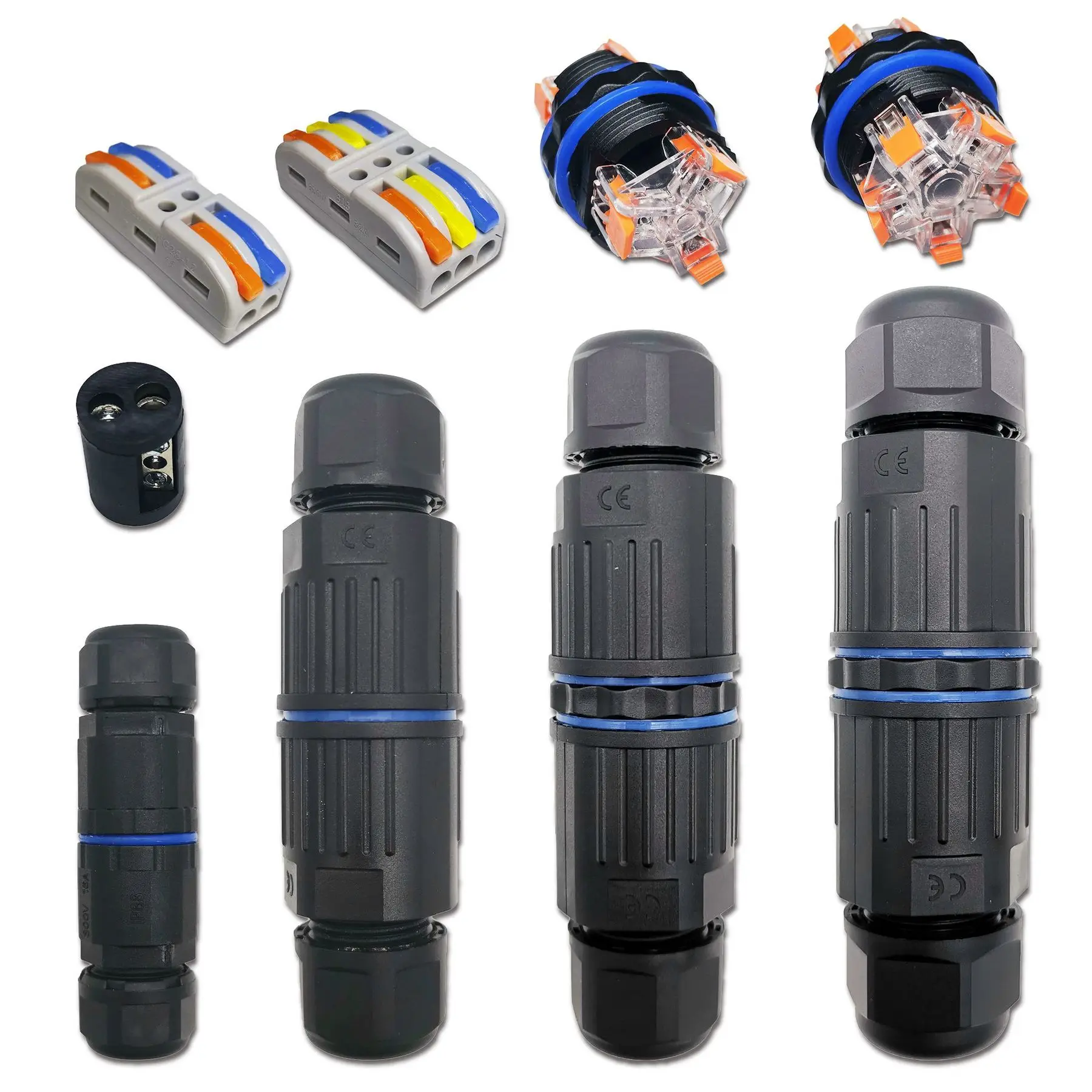 IP68 Waterproof Cable Connector Quick Connection KVSF-15 2 in 2 out 2/3/4/5 Pin Electrical Terminal Adapter Wire Connector