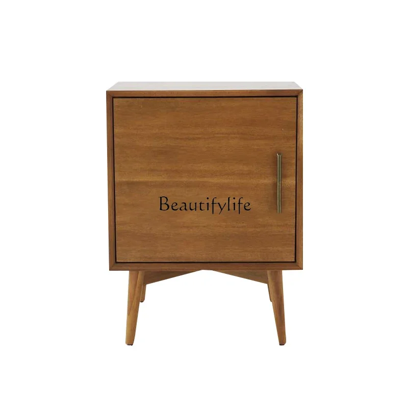 

LD33Nordic modern simple side cabinet American walnut single door light luxury bedside table
