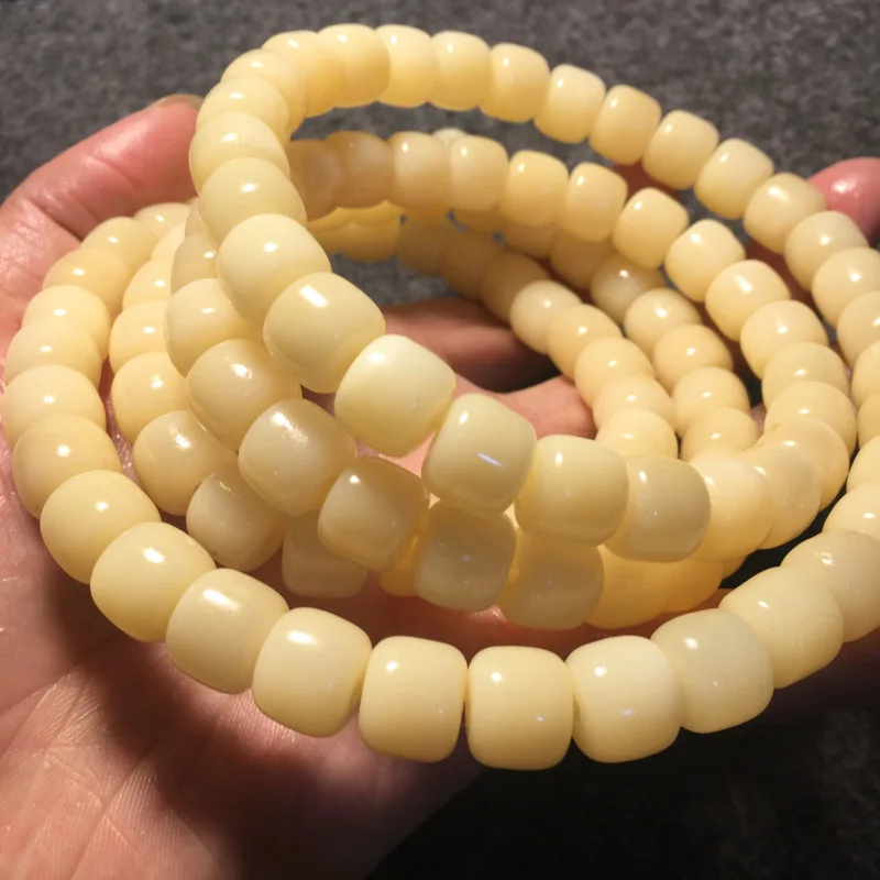 Natural Primary Color Bone Beads108Prayer Beads Bracelet Yellow Chicken Grease Bone Beads Buddha Beads Bracelet Bra