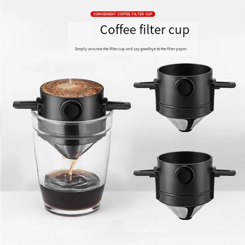 FORC-Paperless Pour Over Coffee Dripper Stainless Steel Coffee Maker Portable Coffee Filter Reusable Drip Coffee Tea Holder