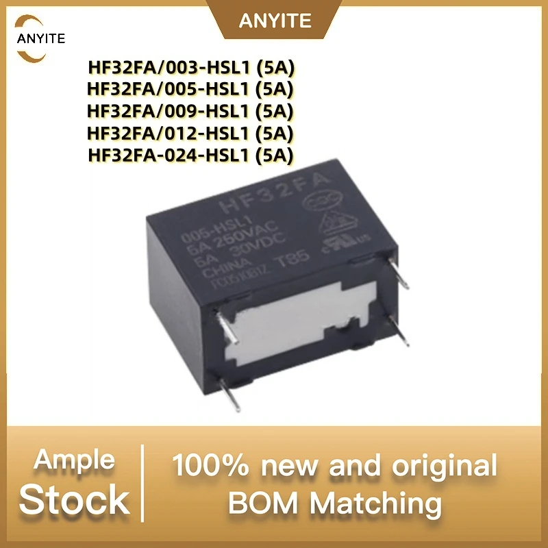 New 10Pcs/LOT  HF32FA-005-HSL1   HF32FA/003-HSL1   HF32FA/009-HSL1   HF32FA-012-HSL1   HF32FA-024-HSL1  5A  HF32FA  250VAC  4PIN
