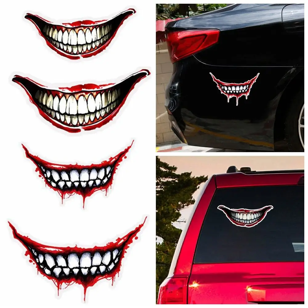 

Creative Self-Adhesive Electricbike Cycling Evil Tooth Car Decal Dark Personality Bloody Lips Motorcycle Helmet Sticker