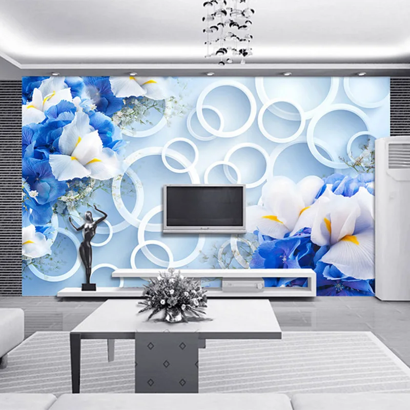

3D Flower Wall Mural Custom Wallpaper Abstract Geometric Pattern Modern Living Room Bedroom TV Background Wall Decor