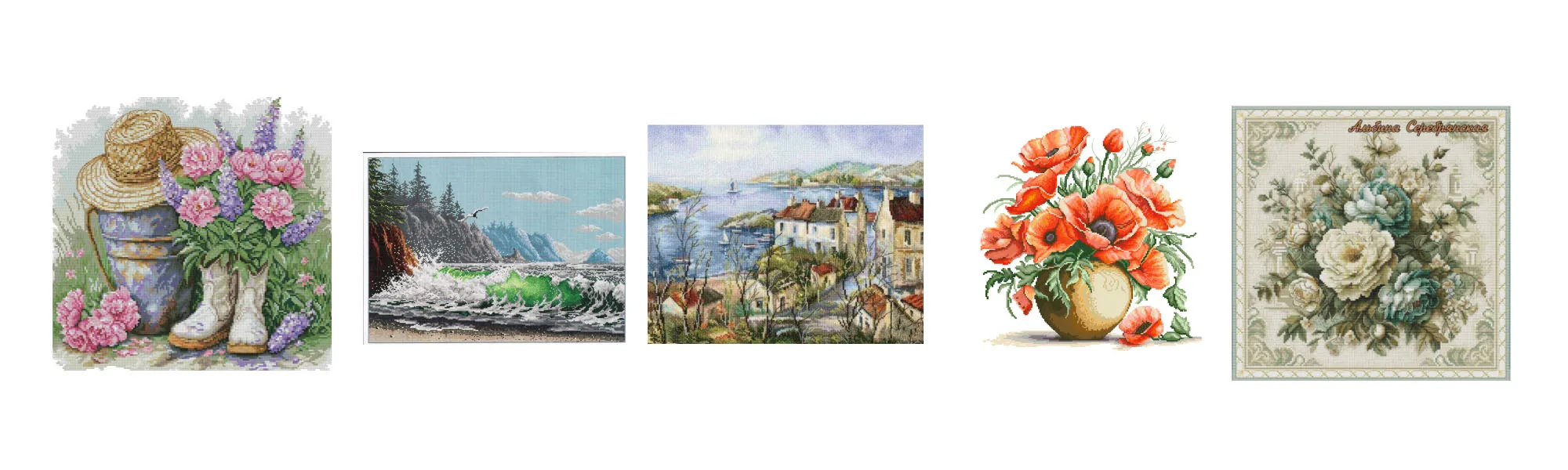 

Seaside Town 46-39 cross stitch Kit 14CT Embroidery Full Embroidery Cotton Cross Stitch Set Thread 14CT