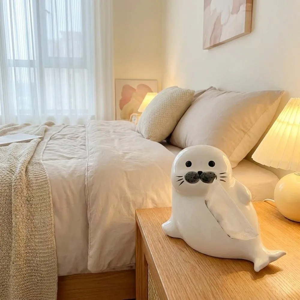 home-decoration-large-capacity-seal-lion-napkin-holder-smooth-cartoon-ceramic-tissue-box-exquisite-funny-tissue-dispenser-office