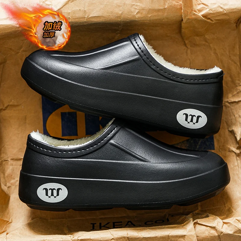 New Men's Winter Cotton Shoes Are Waterproof and Anti-slip. Chef Shoes Are Warm and Easy To Clean. Kitchen Shoes 36-44