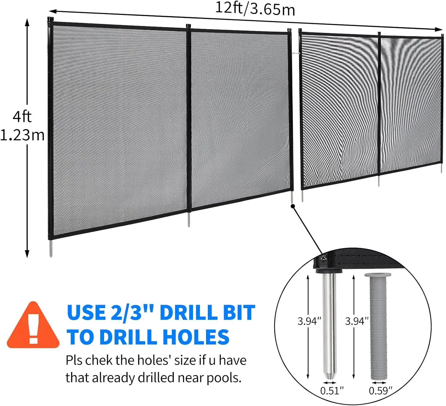 

Adjustable Pool Safety Fence - Swimming Pool Fence, for Inground/Above Ground Pools, Patios, Gardens