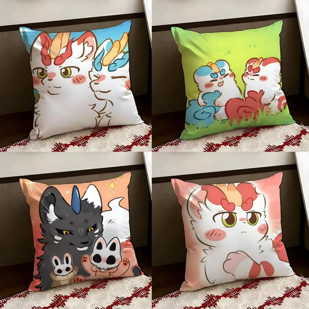 

Cute You Shou Yan Cushion Cover Reversible Soft Durable Pillow Cover Home & Car Multi-Scene Use for Daily Comfort