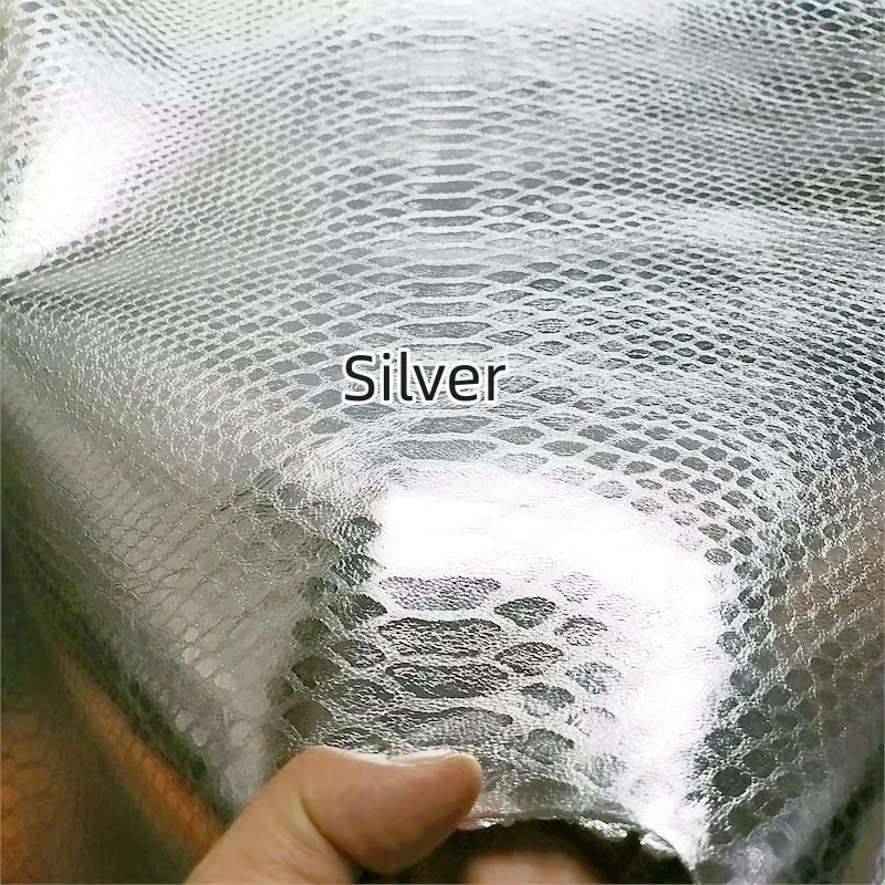 1mm Gold And Silver Python Pattern Sheepskin. Top-Grain Leather.Real Leather Fabric. Handmade DIY For Bag. A Whole Sheepskin