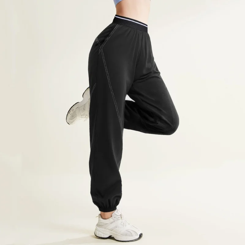 Thin Casual Quick-drying Women Pants High Waist Elastic Loose Running Fitness Hallen Pants Breathable Training Sports Pants