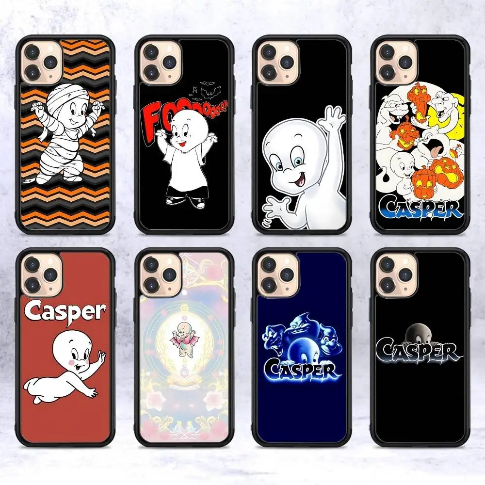 

Cute Friendly Ghost C-Casper For IPhone 17 16 15 14 13 12 11 Mini Pro Max Plus PC+TPU Back Phone Cover